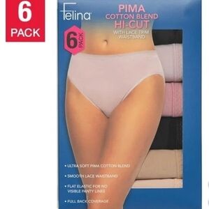 Felina‎ Pima Cotton Blend Hi-Cut Panties - Pink and Black